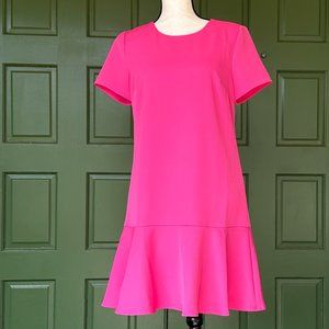 ECI of New York - Shift Dress with Ruffle Hem - Carnation Pink - Size 8